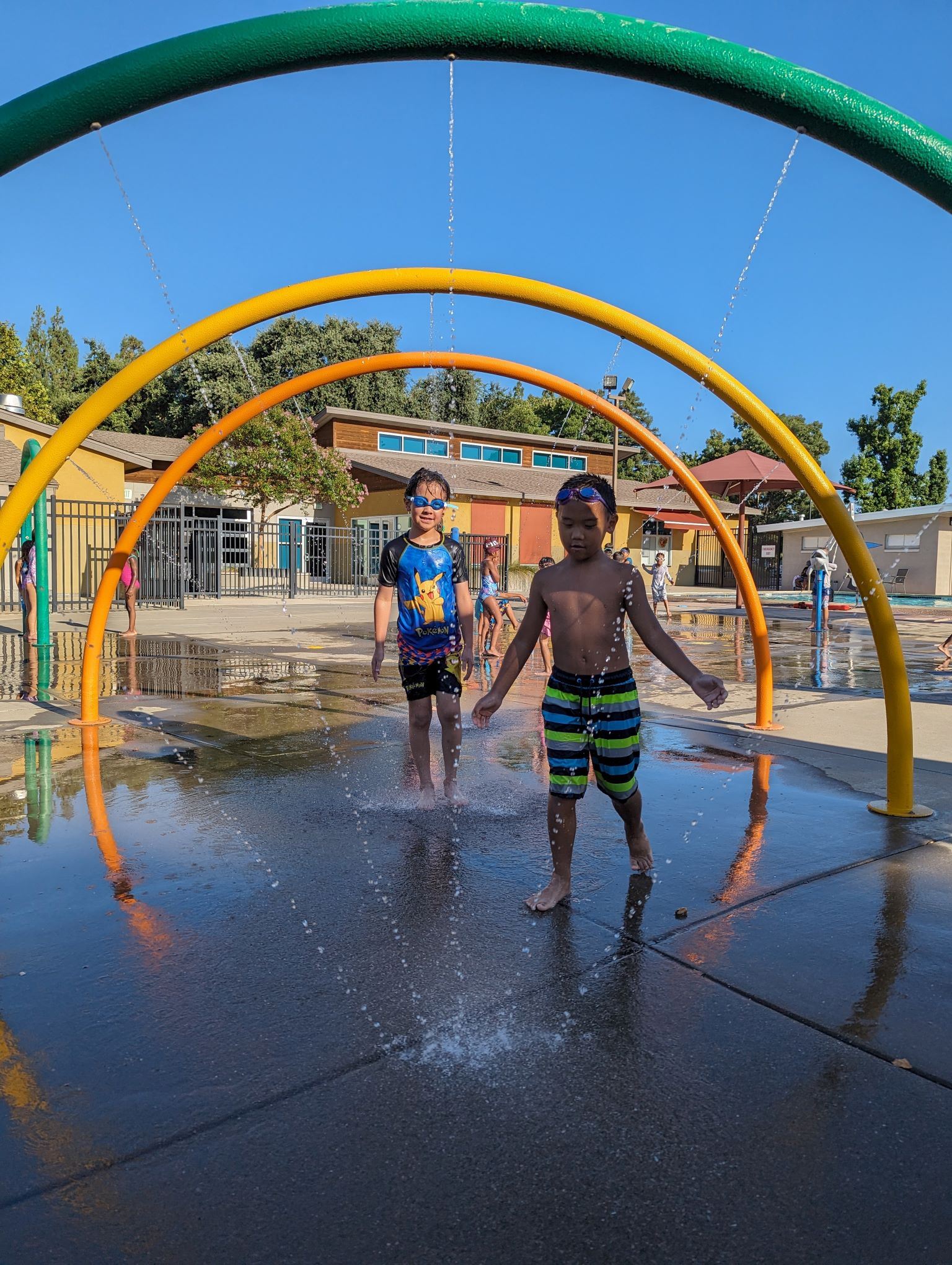 2 boys in Sprayground arches