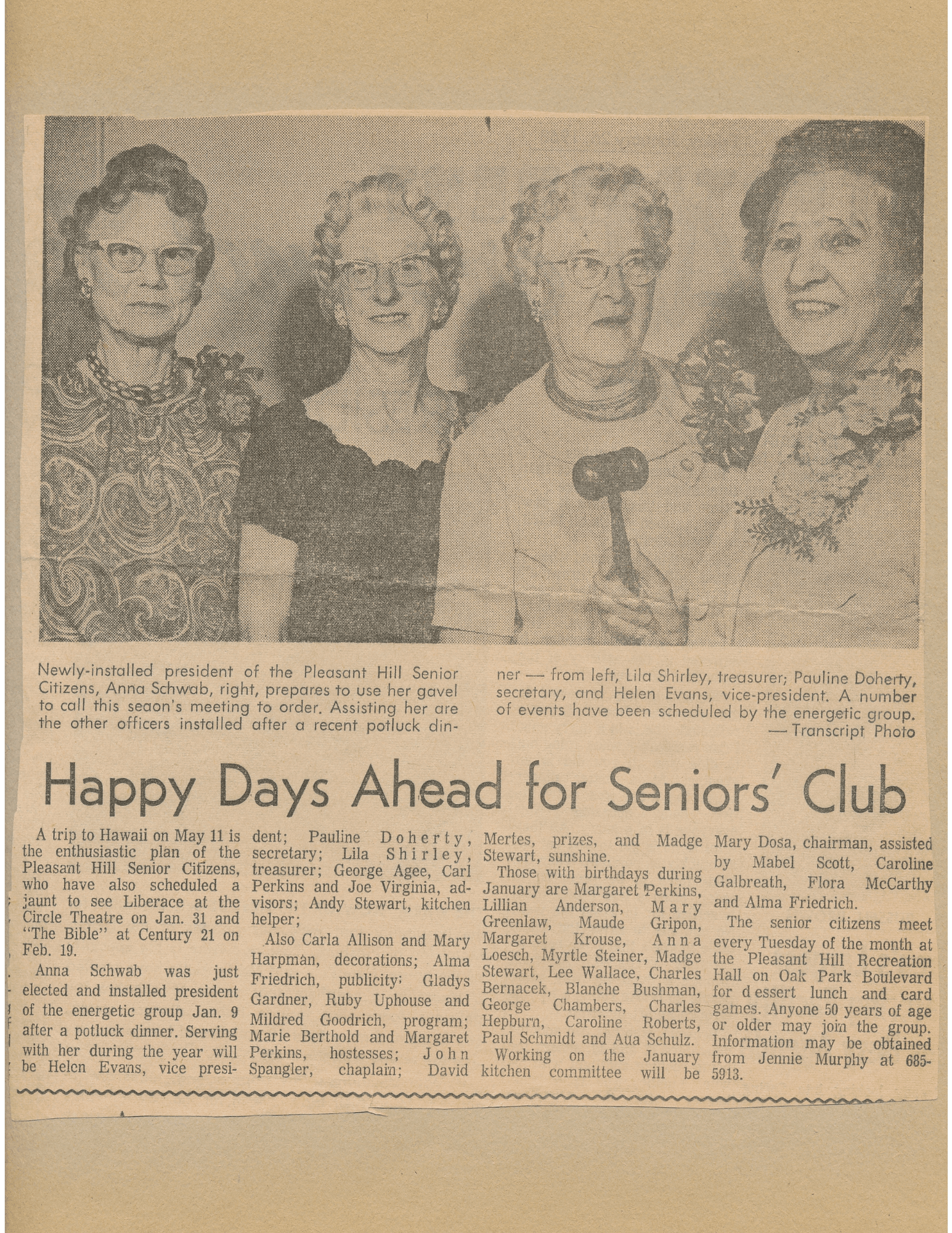 Newspaper clipping of 1969 Senior Board