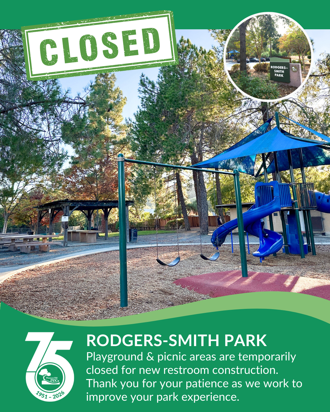 Temporary Picnic & Playground Closure for new bathroom Construction Image